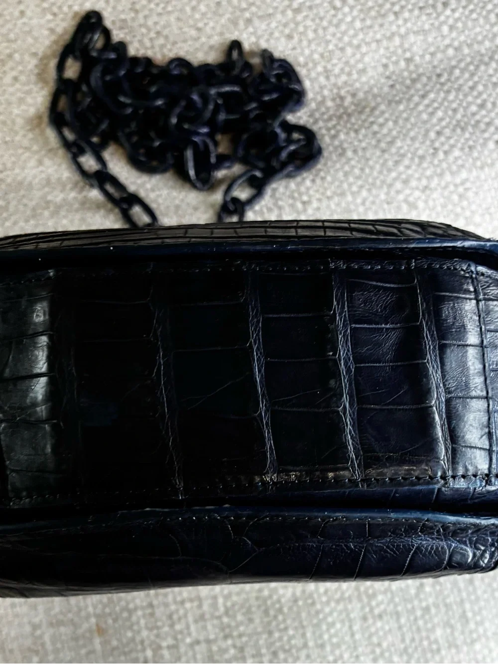 Nancy Gonzalez Rare VGC Navy/Red Crocodile Round Flap-Top Crossbody Bag